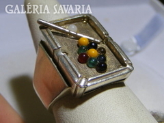 Egyedi Ezüst gyűrű biliárdasztal színes drágakövekkel