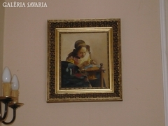 Vermeer Csipkeverőnő /Németalföldi másolat/ 38x35 cm