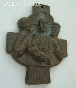Antik kegytárgy : Jézus a két latorral (bronz falikép) 