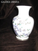 Hollóházi kék barack-virágos váza