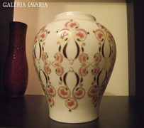 Nagyméretű Zsolnay öblös váza, virágmintás ( Ritka )