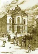 Benczúr B.: A Wenckheim-palota a Stáció-utcában (1893)
