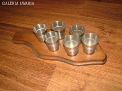 Zinn cup set in a wooden holder