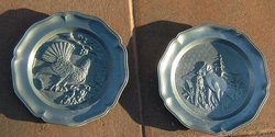 A pair of marked pewter wall plates - I also recommend them for hunting lodges
