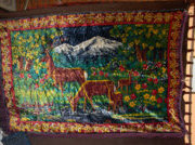Retro plush, silk carpet wall covering, tapestry - 200 x 130 cm - deer, scenic, landscape