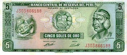 Peru 5 soles 1974  Unc