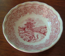 Angol style rózsaszín olasz tányér - svájci táj