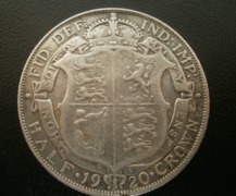 half crown (1/2 korona) angol 1920 ezüst