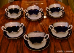 6 személyes Zsolnay Pompadúr teás, leveses csésze készl