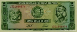 Peru 5 sol 1974  Unc