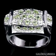 53 As genuine peridot 41.41Ct 925 silver 14k white gold plated ring