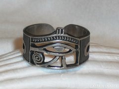 Egyiptomi HÓRUS SZEME férfi gyűrű 925-ös ezüst ,állí