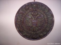 VIASZ címer, kétfejű sas, 22 cm átm falikép