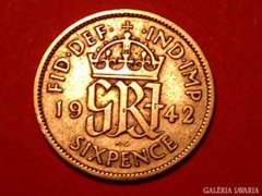 1942 ezüst 6 angol penny