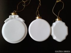 Karácsonyfadísz, fehér porcelán, 3 db-os