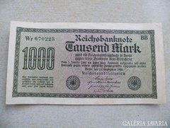 NÉMET BIRODALMI 1000 MÁRKA 1922 ZÖLD SZÁMOK