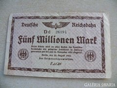 NÉMET BIRODALOM FÜNF MILLIONEN 5.000.000 MÁRKA 1923