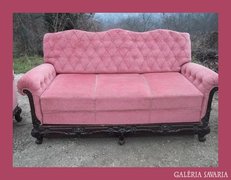  Dúsan faragott bécsi Barokk kanapé,nyitható 