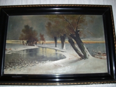 Hoffmann János( 1870-1954  Makó)Téli táj c festmény