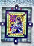 3D.Tiffany kép Mária Jézussal egyházi Ikon 46x36cm 