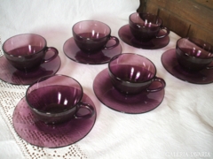 Kávés ill. teáskészlet lila üvegből 