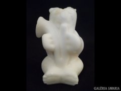 Y414 G2 Large Carved Alabaster Bear Trumpeter