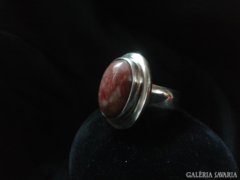 Art deco ezüst gyűrű hatalmas vörös achát kővel