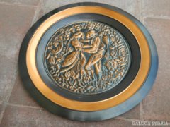 Retro iparművészeti hatalmas fém falitányér mátkapár