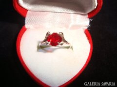 Valódi ezüst piros köves édes gyűrű 16mm