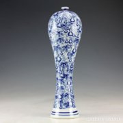 Gyönyörű,jelzett,kék-fehér mázas Kínai váza