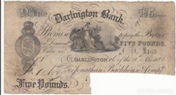 Angol 5 pounds 1883  ( Darlington BANK)  1db . Postázom is!