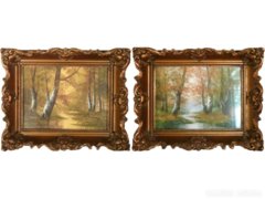 4233 T43 Beregi G. jelzés erdőbelső festmény pár