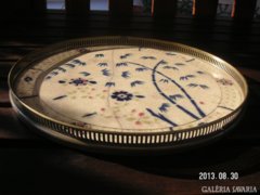 Zsolnay Bamboo Pattern Family Serving Tray with Metal Fittings