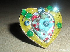  3 D-s  Pillangó-Virág-Kristály Szív gyűrű