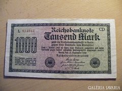 NÉMET BIRODALMI 1.000 MÁRKA 1922 PIROS SZÁM