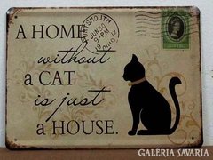 Macska, cica fém tábla dekor, macskás kép