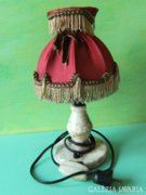 Régi márvány asztali lámpa/kislámpa/lámpa selyem ernyővel