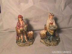 Antik Majolika figurális fűszertartó pár