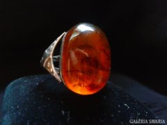 Orosz borostyán ezüst gyűrű 