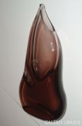 Elegáns, súlyos, barna Bohemia váza, 29 cm