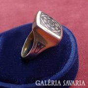 Antik vintage ezüst NIELLO OROSZ gyűrű