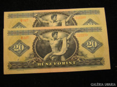 20 húsz forint 1969 sorkövető(2darab)
