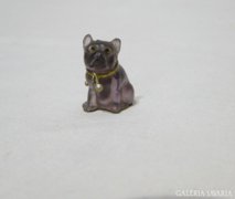5722 Régi kalcit üveg mini kutya medál függő