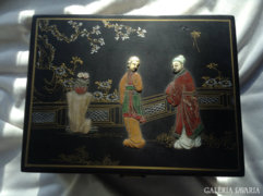 Kínai arany festett jáde berakásos ékszerdoboz kézi munka