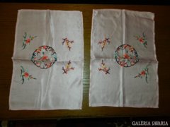 A pair of embroidered silk handkerchiefs - or napkins
