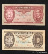 100 Forint 1949 Rákosi 50 Forint Kádár