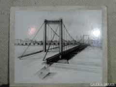 8234 Nagyméretű építész rajz Erzsébet-híd nyomat