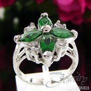 Gyönyörű smaragd (lab ) gyűrű 18k  fehér aranyozott  7-es