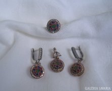 Rubin,Smaragd,Zafír  gyűrű,fülbevaló,medál szett  925