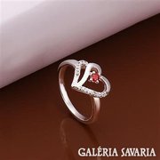 Kedves piros köves 925-ös ezüst gyűrű új 